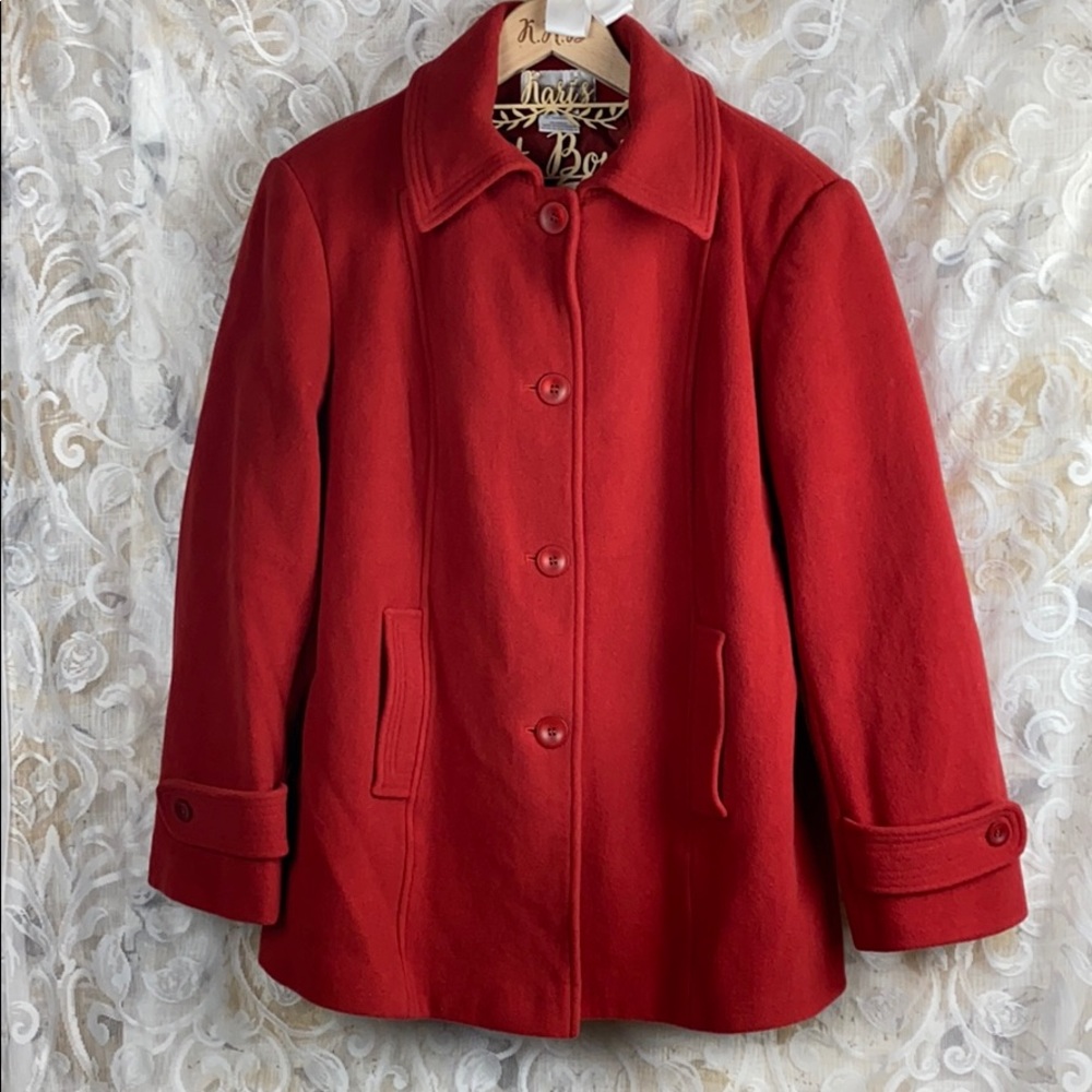 Worthington Burnt Orange Red Wool Pea Coat XL
